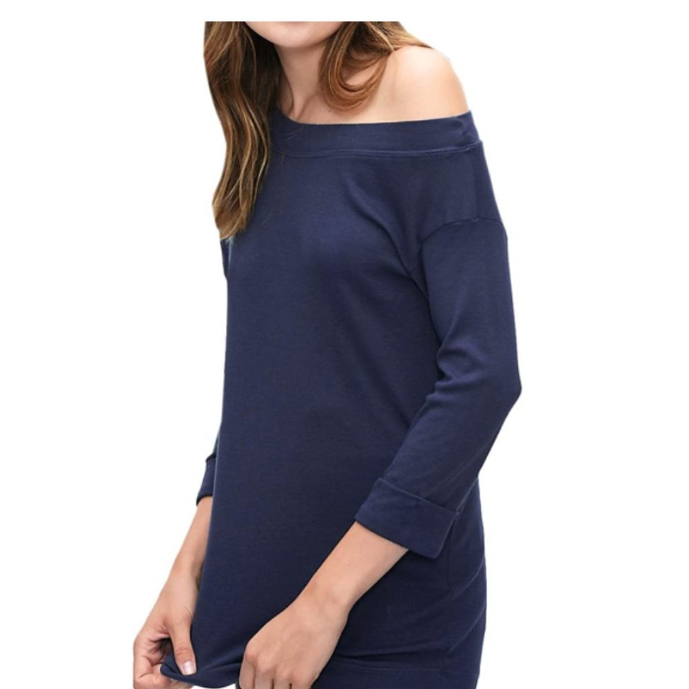 NWT Splendid Women's 1 X 1 Ribbed One Shoulder Tunic Tee Size XS Navy $70 K257